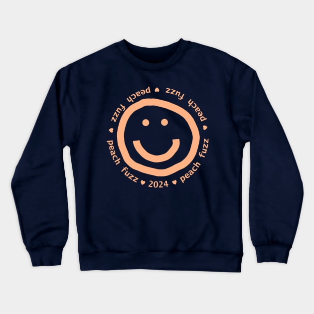 Peach Fuzz Pantone Color of the Year 2024 Smiley Face Crewneck Sweatshirt by ellenhenryart